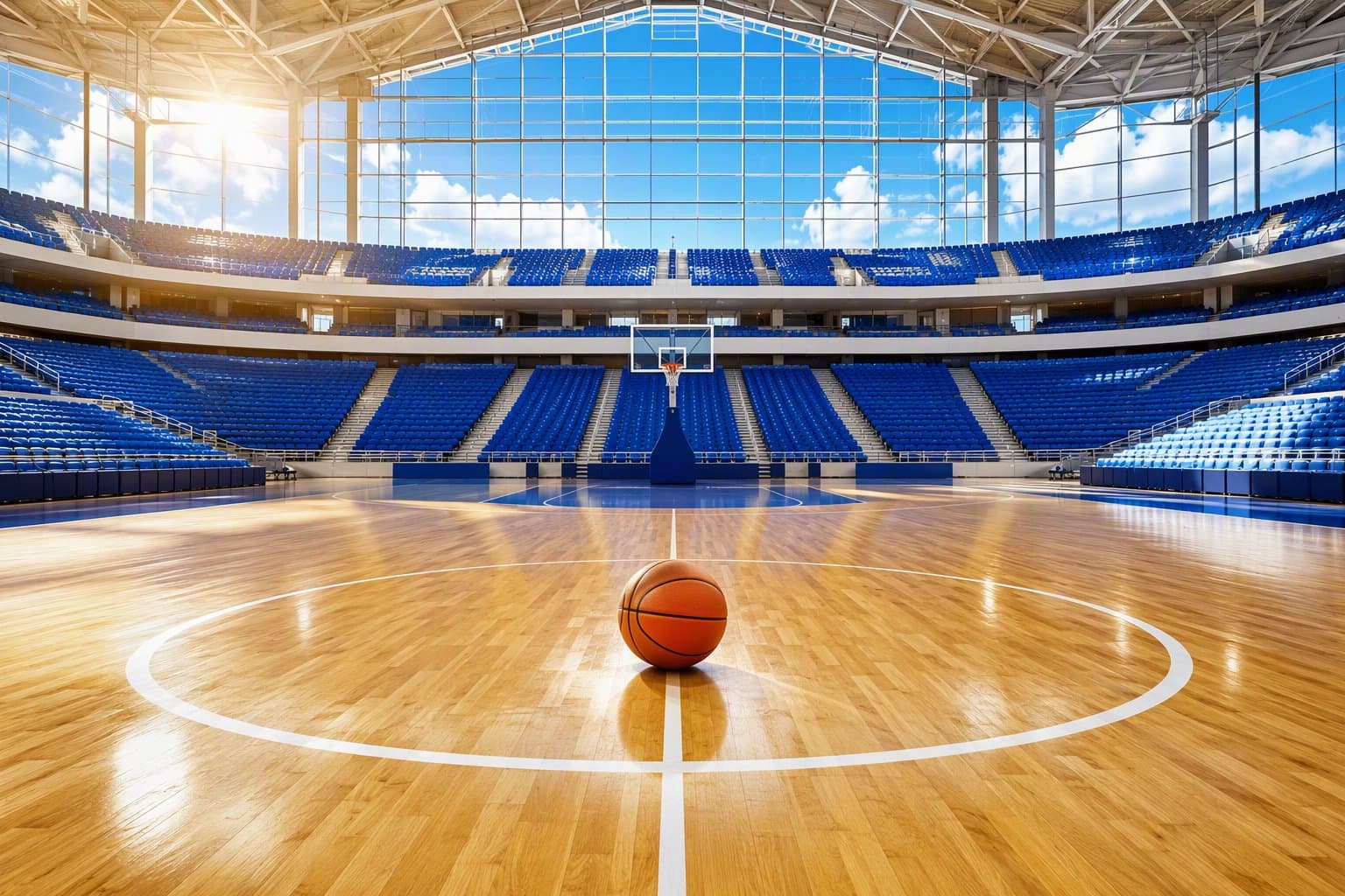Sunlit Basketball Court - illustration, Jake Team LLC