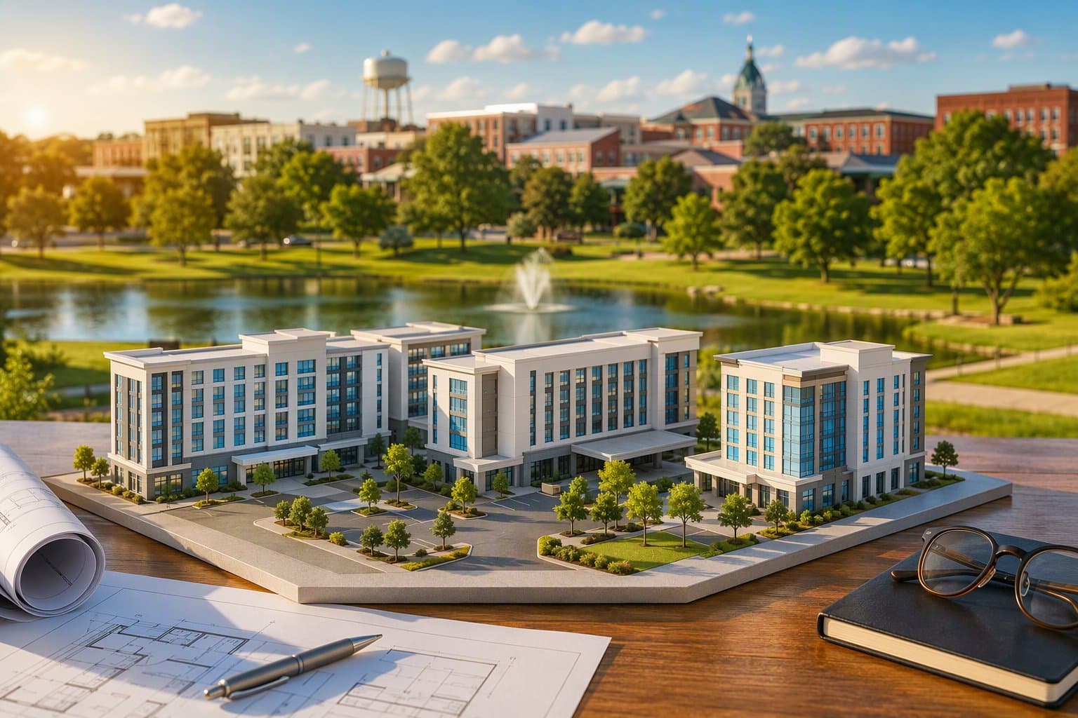 McKinney hotel construction - illustration, Jake Team LLC