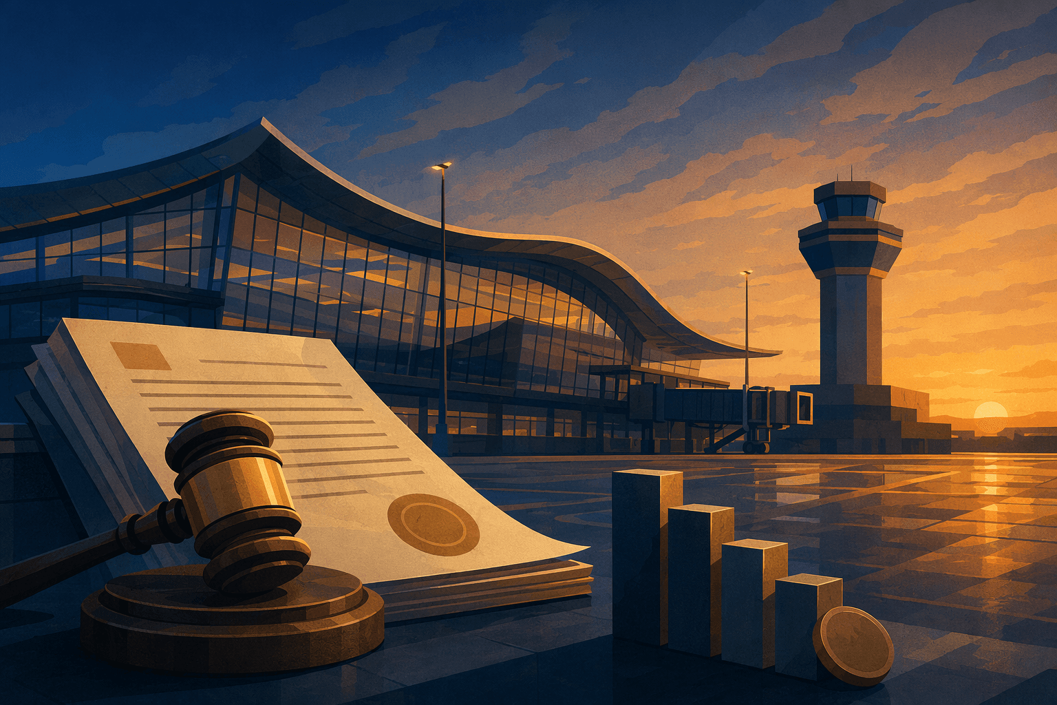 Airport funding dispute - illustration, Jake Team LLC