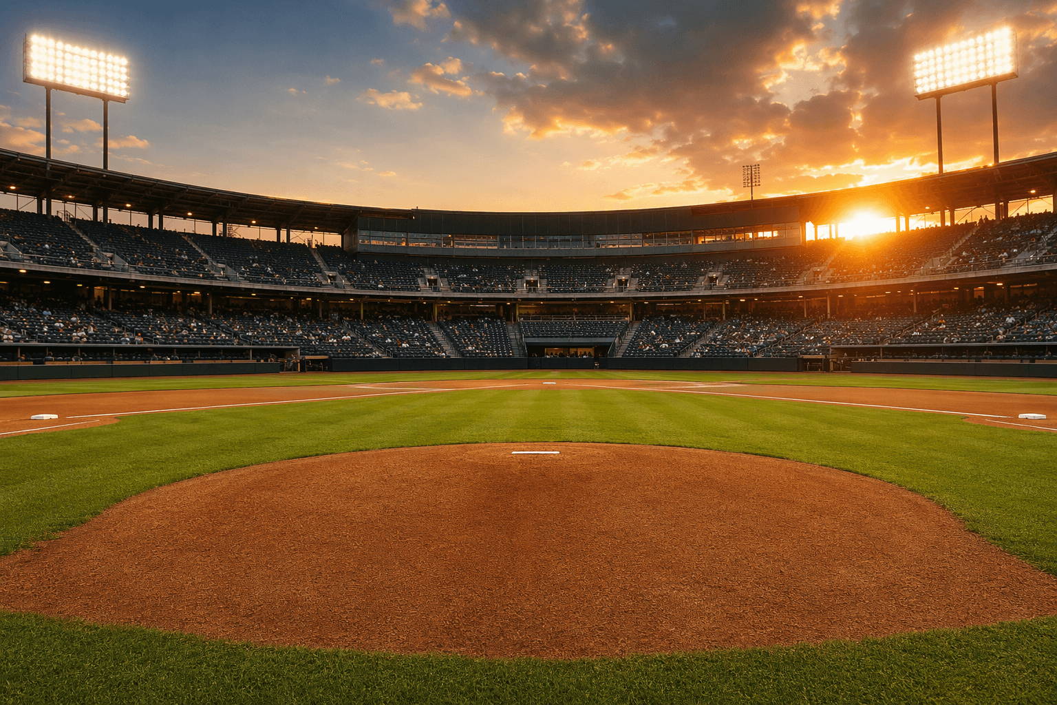 Evening baseball field - illustration, Jake Team LLC