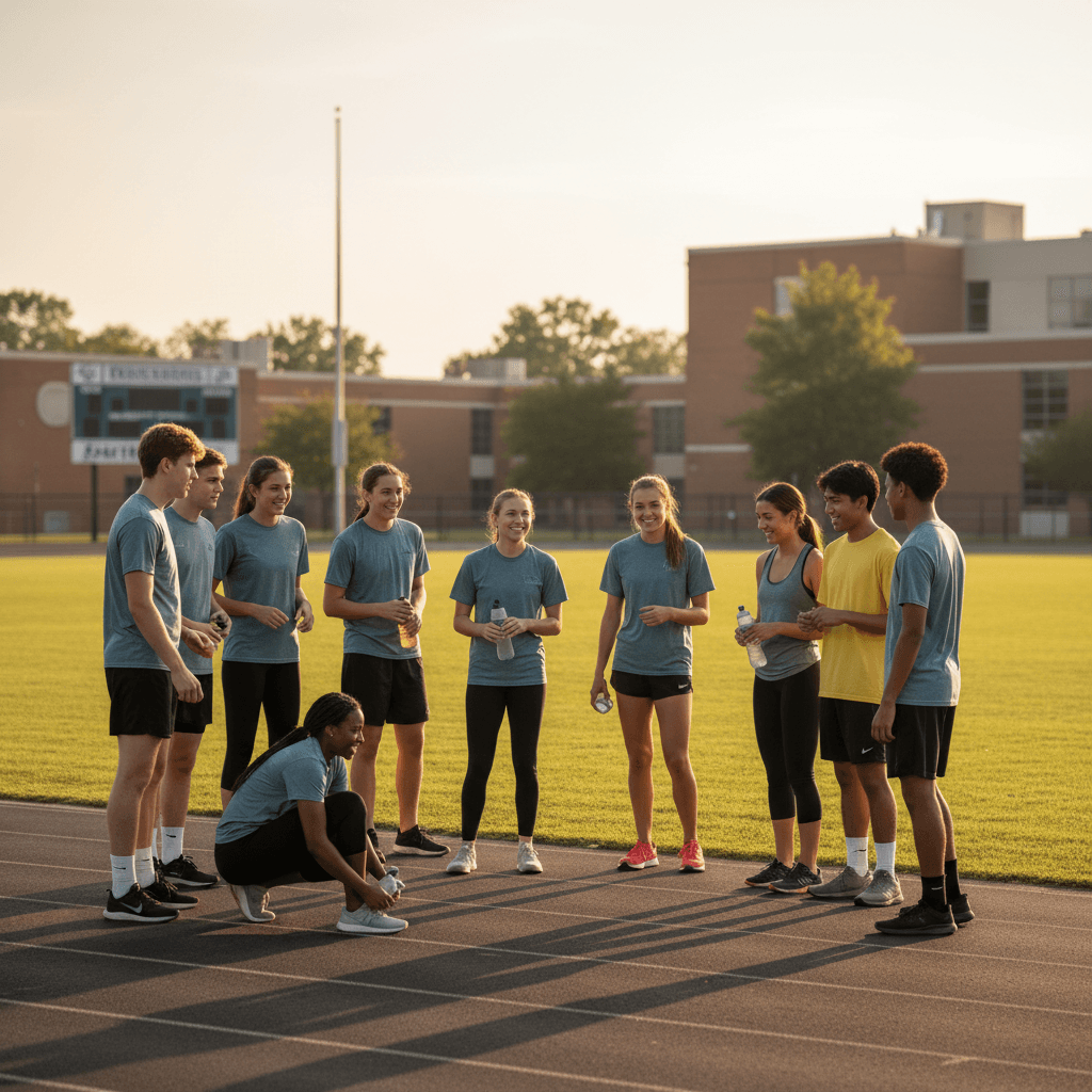 high school athletes training - illustration, Jake Team LLC