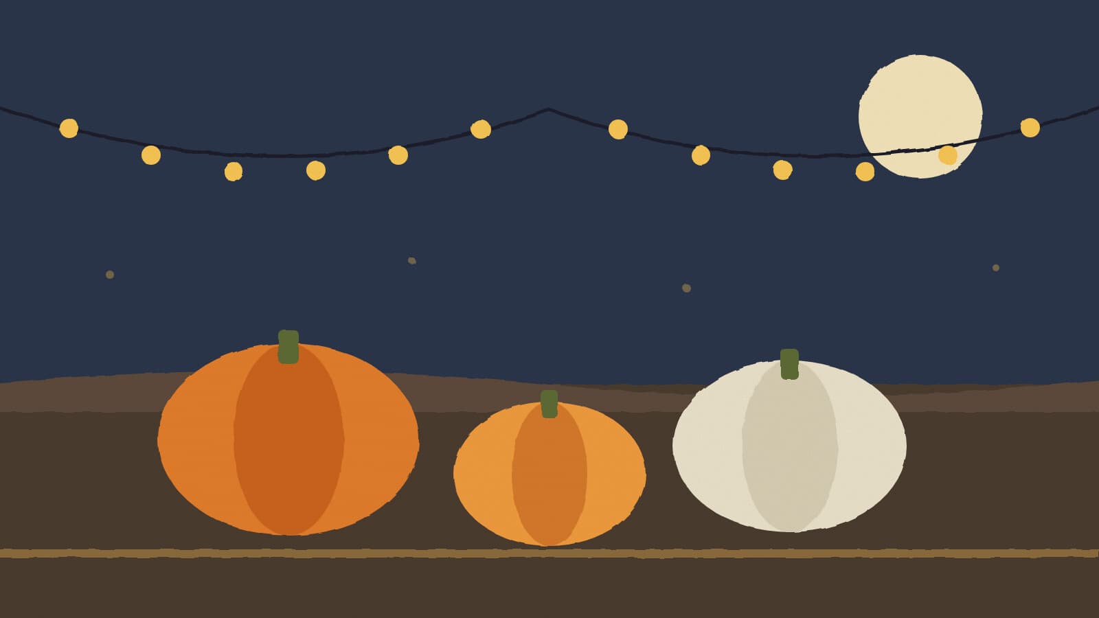 Pumpkins and string lights - illustration, Jake Team LLC