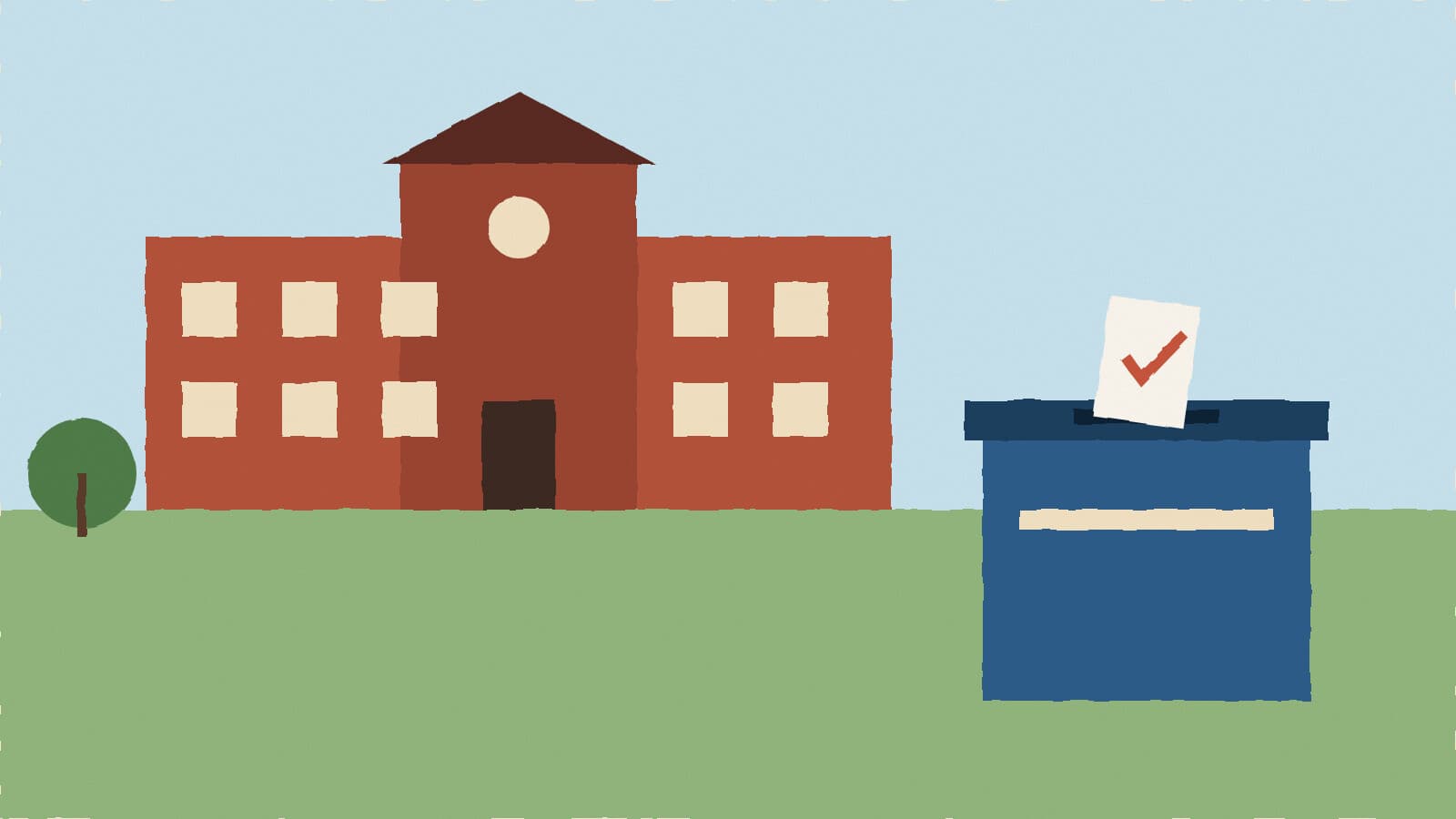 School and ballot box - illustration, Jake Team LLC