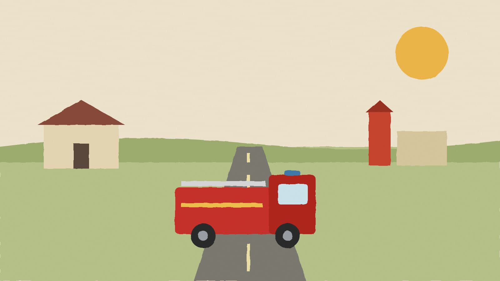 Fire engine on a rural road - illustration, Jake Team LLC