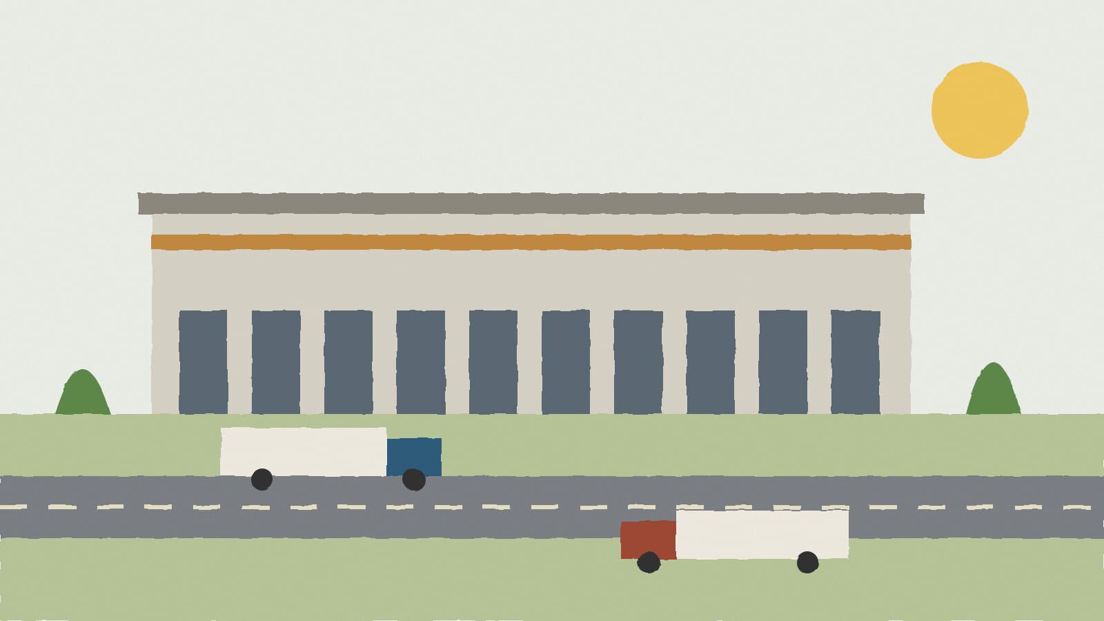 Warehouse with loading docks - illustration, Jake Team LLC