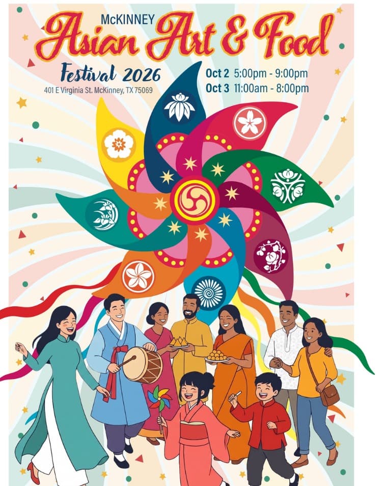 Design No. 10 in the McKinney MoonFest 2026 poster showcase, by Dao Nguyen. Courtesy of the artist and the McKinney Asian Art and Food Festival